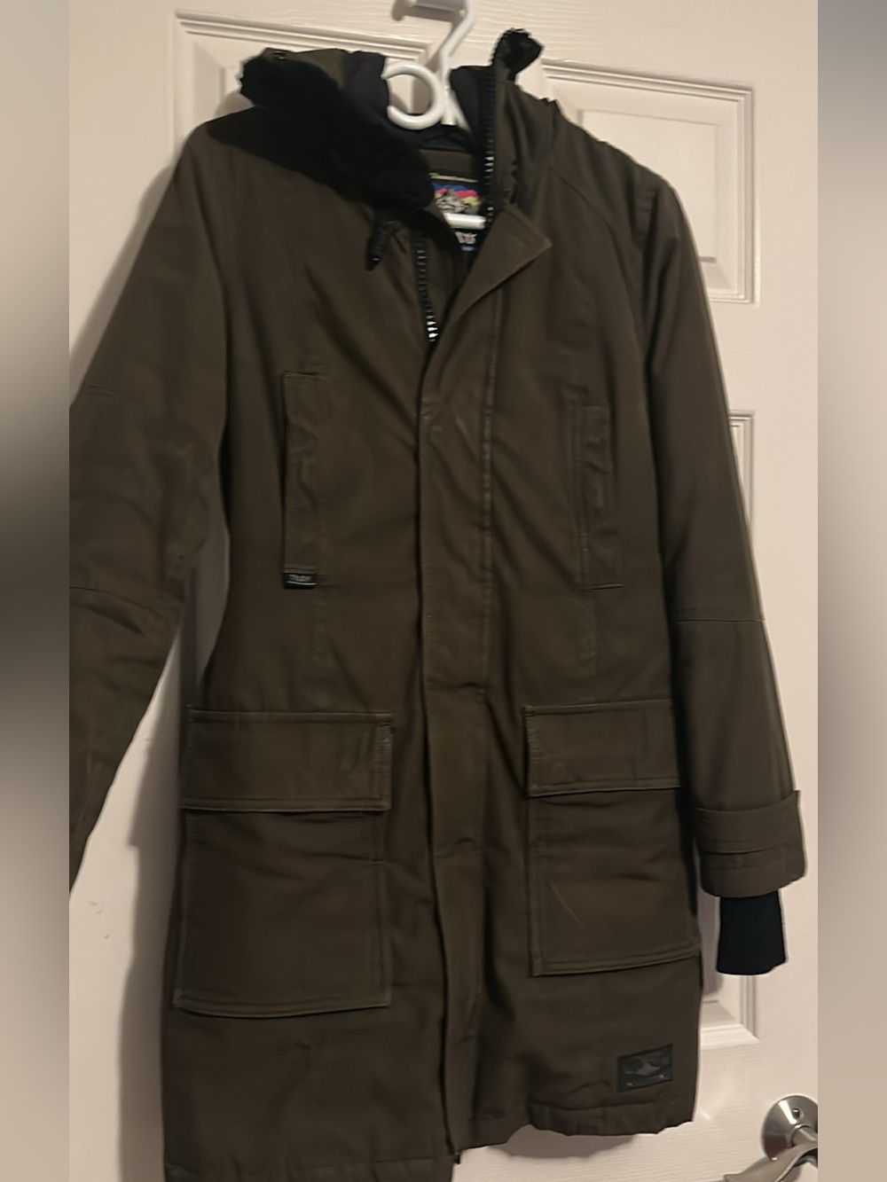 TNA Olive Green Military Field Parka with Hood